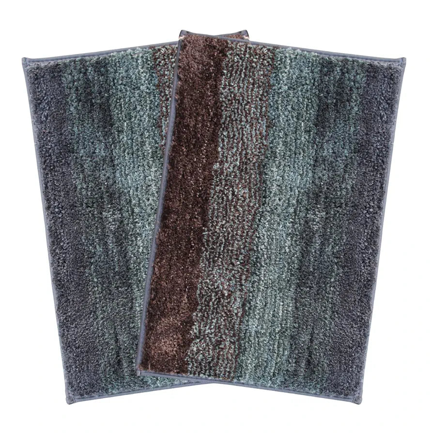 Luxe Home Bath Mat Super Soft Anti Skid Slip Water Soak Washable Oyster Door Mats for Home, Bathroom Mat, Floor Mat, Kitchen Mat for Floor  Burnt Green, Pack of 2